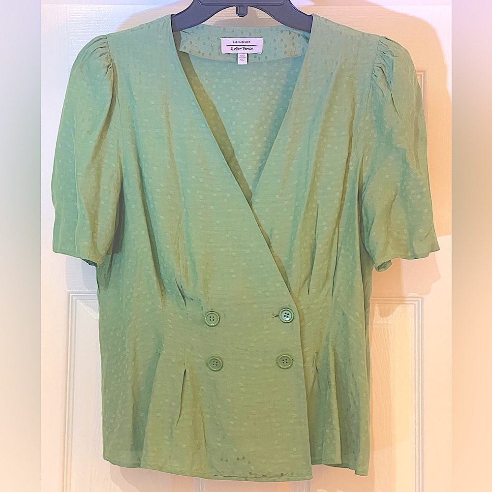 & Other Stories green double breasted blouse - very flattering- size 10/42